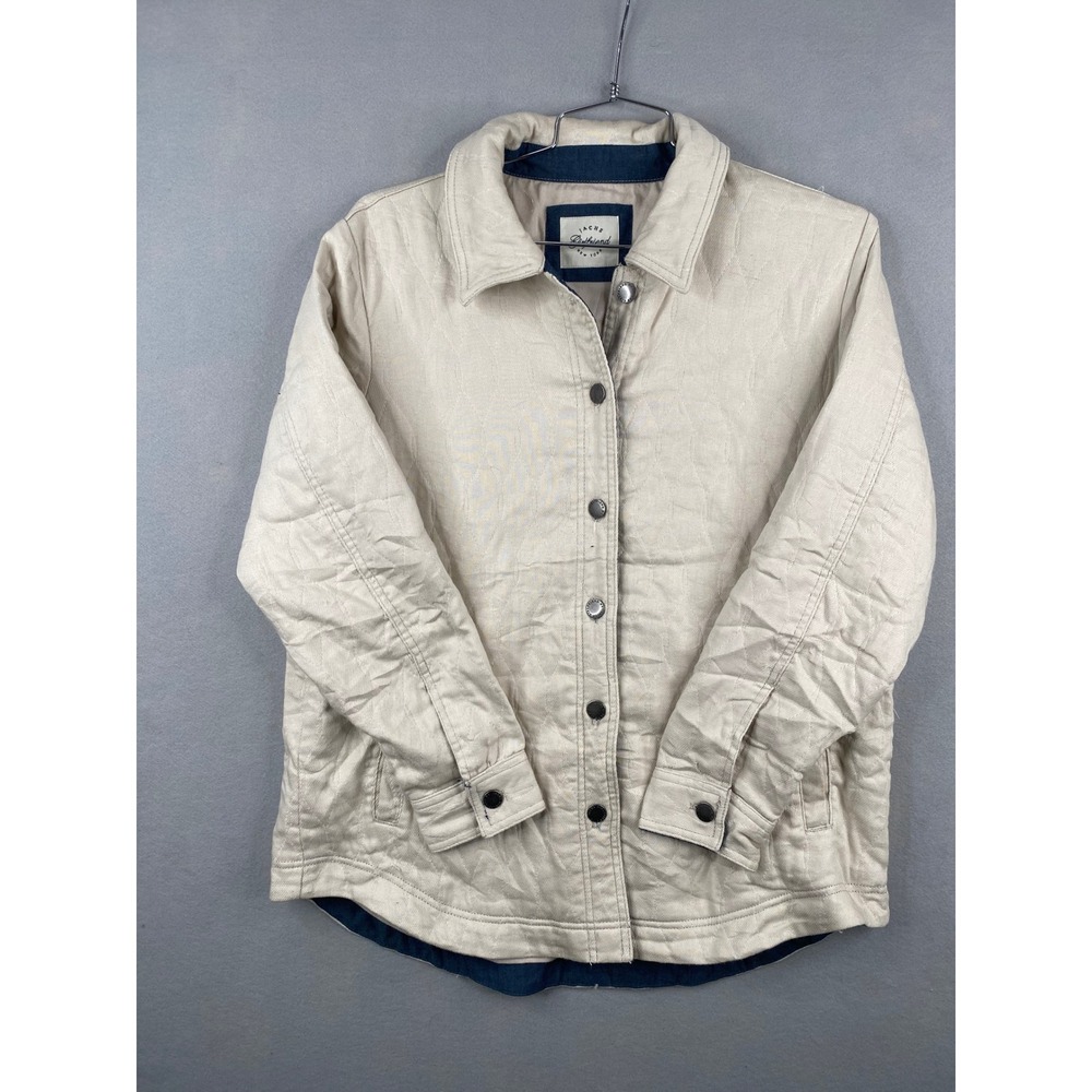 Jachs Girlfriend Womens Cream Quilted Snap Front Shirt Jacket Shacket Size Large